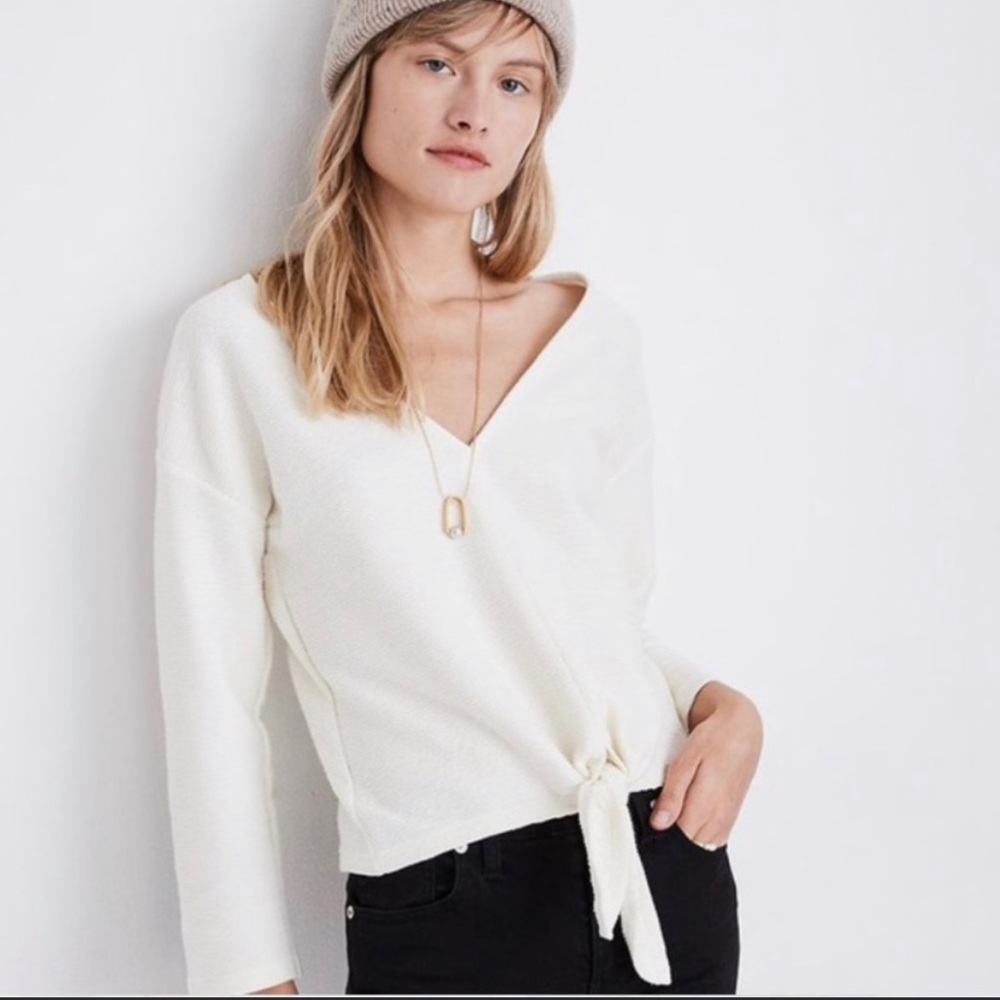 Madewell Texture and Thread Tie Front Top